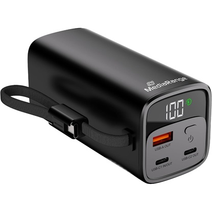 Εικόνα της MediaRange Powerbank 20.000mAh with integrated charging cable and LC-Display, 65W USB-C® Power Delivery and 22.5W Quick Charge (MRMA758)