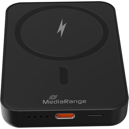 Εικόνα της MediaRange Magnetic Wireless Power Bank 5,000mAh, N52 Magnets and LED Power Indicator, USB-C Power Delivery® enabled, Black (MRMA760)