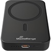 MediaRange Magnetic Wireless Power Bank 10,000mAh, N52 Magnets and LED Power Indicator, USB-C Power Delivery® enabled, Black (MRMA760)