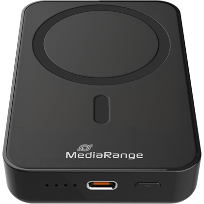Εικόνα της MediaRange Magnetic Wireless Power Bank 10,000mAh, N52 Magnets and LED Power Indicator, USB-C Power Delivery® enabled, Black (MRMA760)
